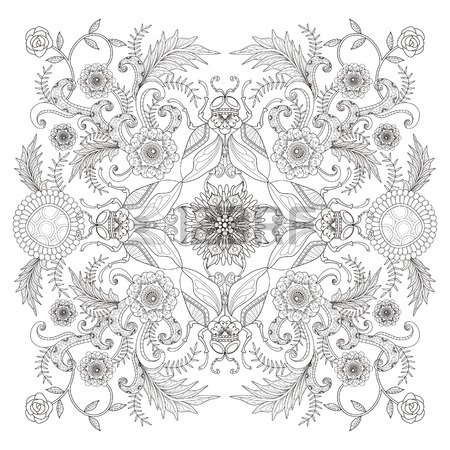 450x450 Lovely Adult Coloring Page, Cute Fish With Geometric Patterns