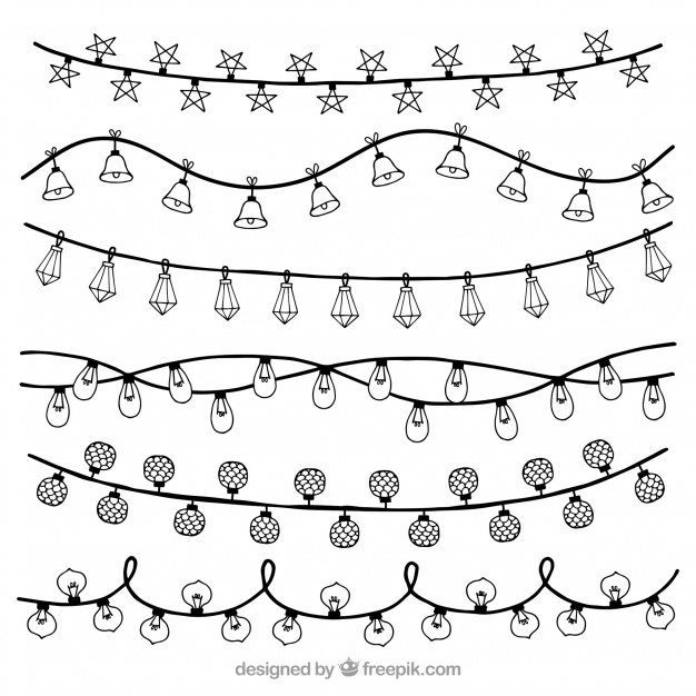 626x626 Christmas Lights In Black And White Vector Free Download