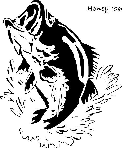 497x601 Free Largemouth Bass Stencils