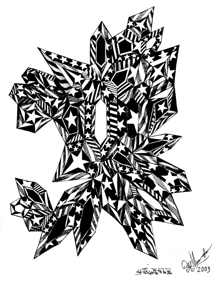 684x900 Black White Diamond Crystals. Stars And Stripes Drawing By Sofia
