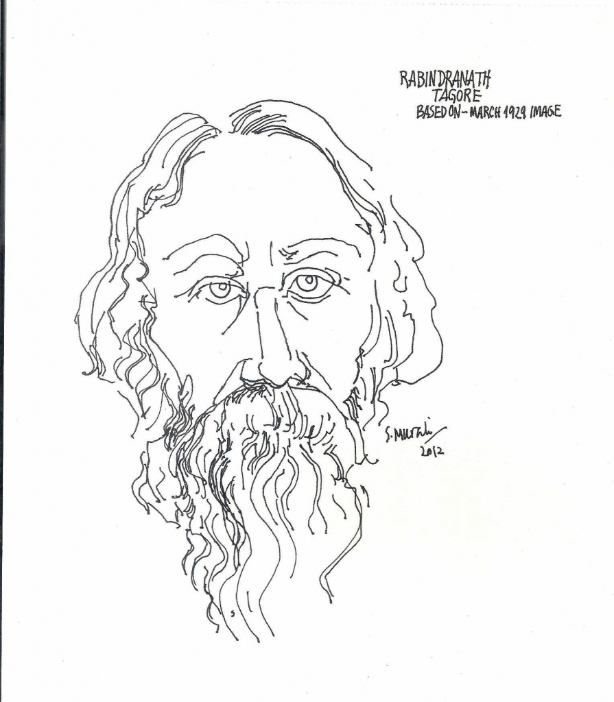 895x1024 Pencil Stroke Picture Of Rabindranath