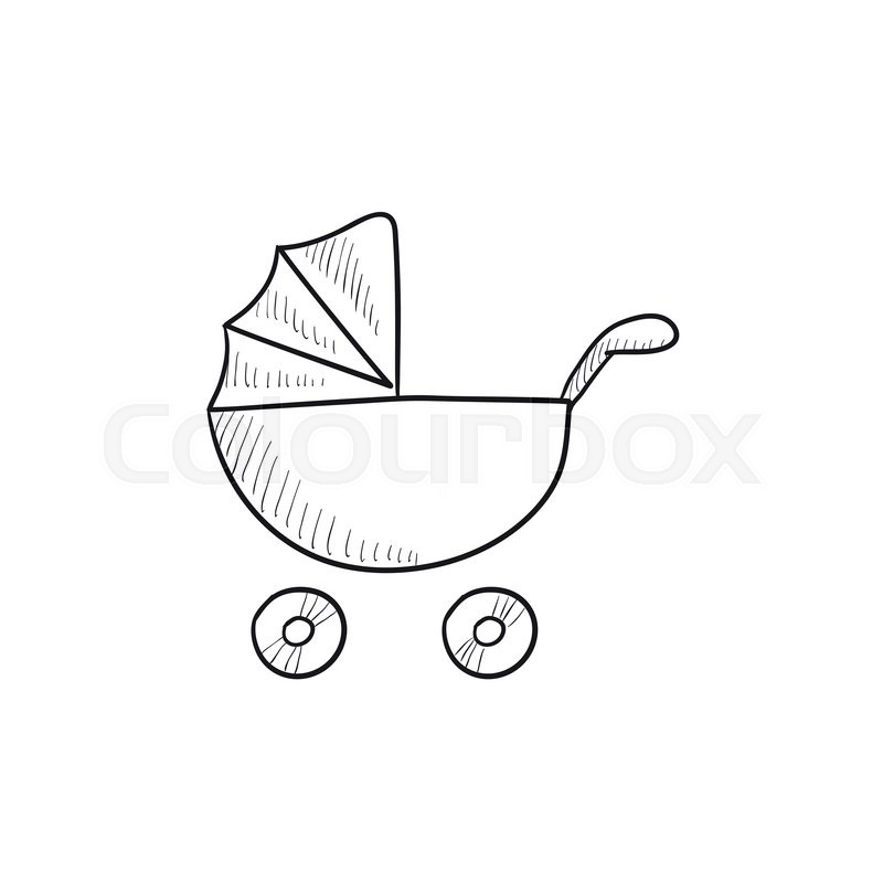 800x800 Baby Stroller Vector Sketch Icon Isolated On Background. Hand