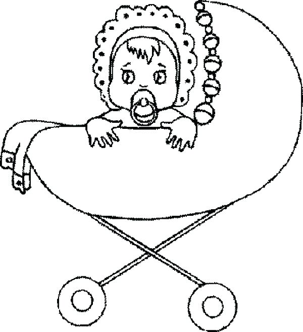 600x657 Coloring Pages For Babies Babies Sad Eyes In Stroller Coloring