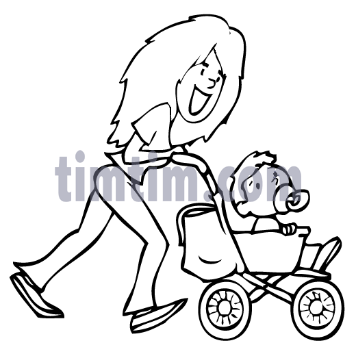 520x520 Free Drawing Of Mom Amp Stroller From The Category Parents Amp Kids