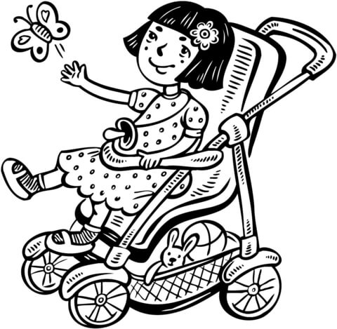 480x469 Little Girl In Her Stroller Coloring Page Free Printable