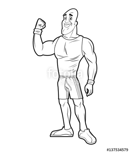 424x500 Healthy Man Athletic Strong Arm Sketch Vector Illustration Eps 10