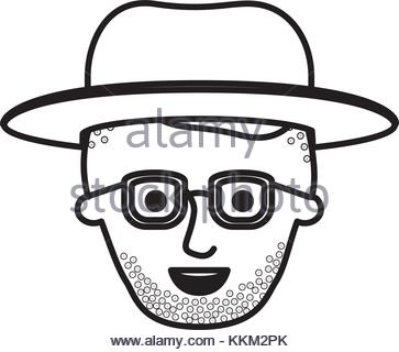 363x320 Male Face With Hat And Glasses And Stubble Beard And Side Parted