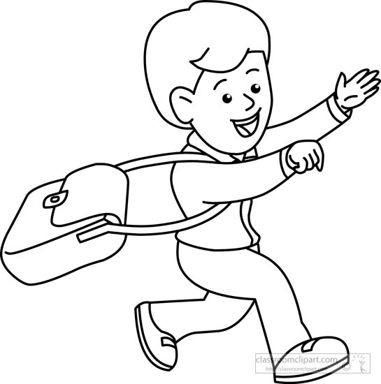 545x550 Children Clipart Student Running Black White Outline Clipart 512