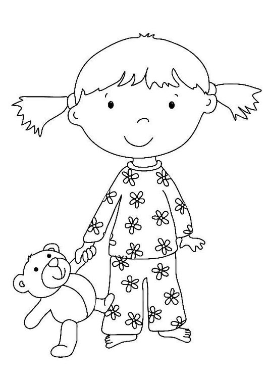 531x750 Coloring Page Girl With Stuffed Animal