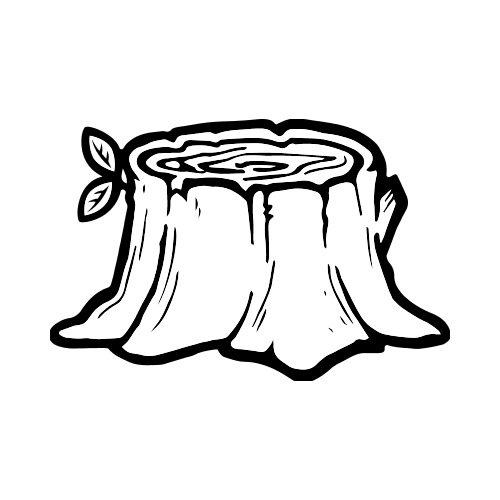 500x500 Tree Stump Bw Clip Art