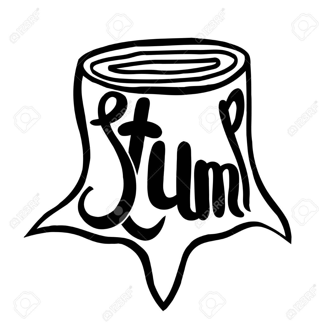 1300x1300 Tree Stump Vector, Black And White, Hand Drawn, Sketch Style