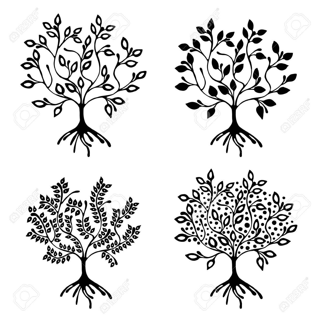 1300x1300 Vector Set Of Hand Drawn Illustration, Decorative Ornamental
