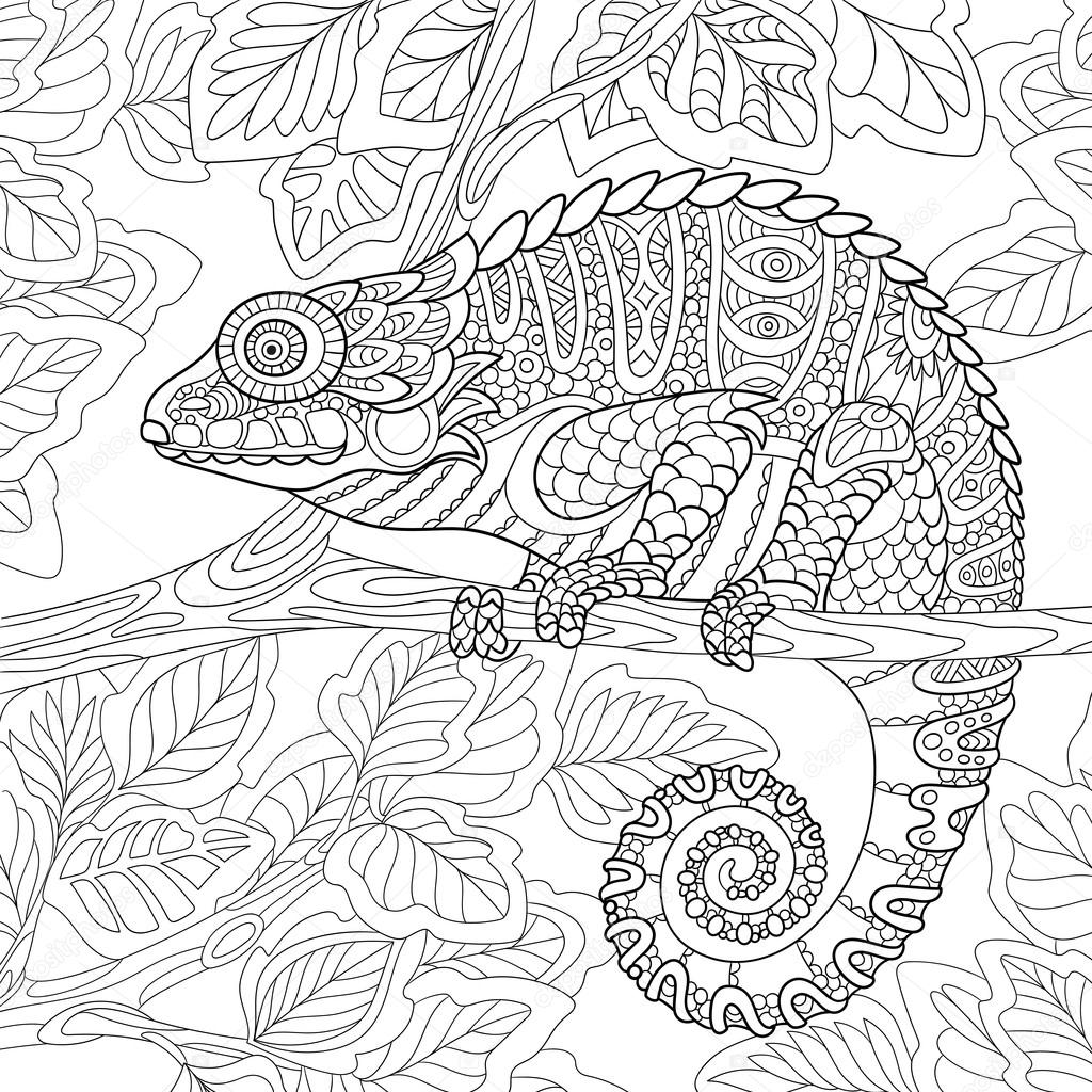 1024x1024 Zentangle Stylized Chameleon Stock Vector Sybirko