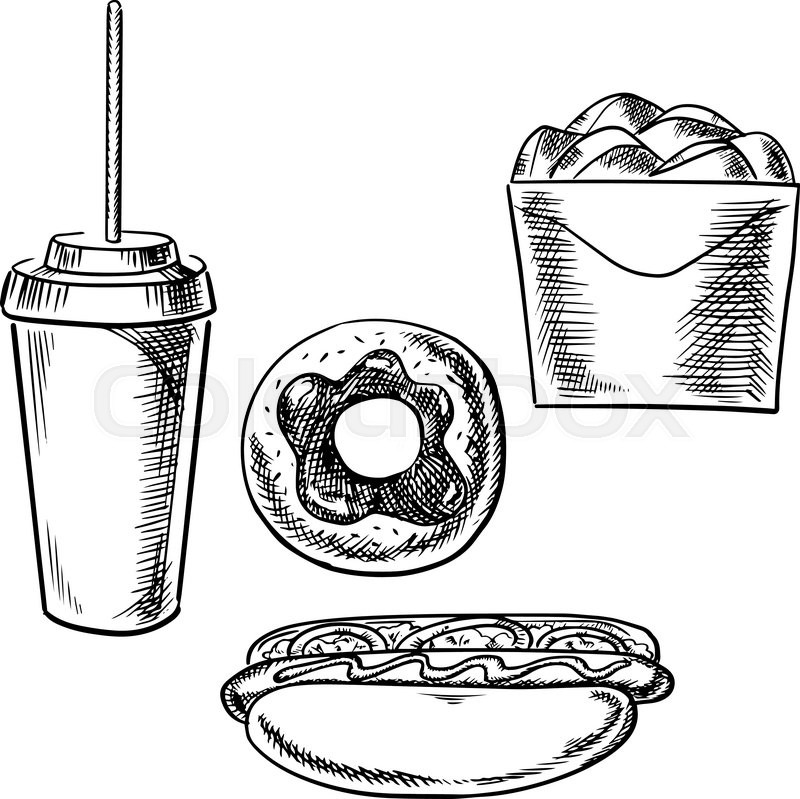 800x799 Coffee In A Styrofoam Cup And Donut Vector Illustration On White