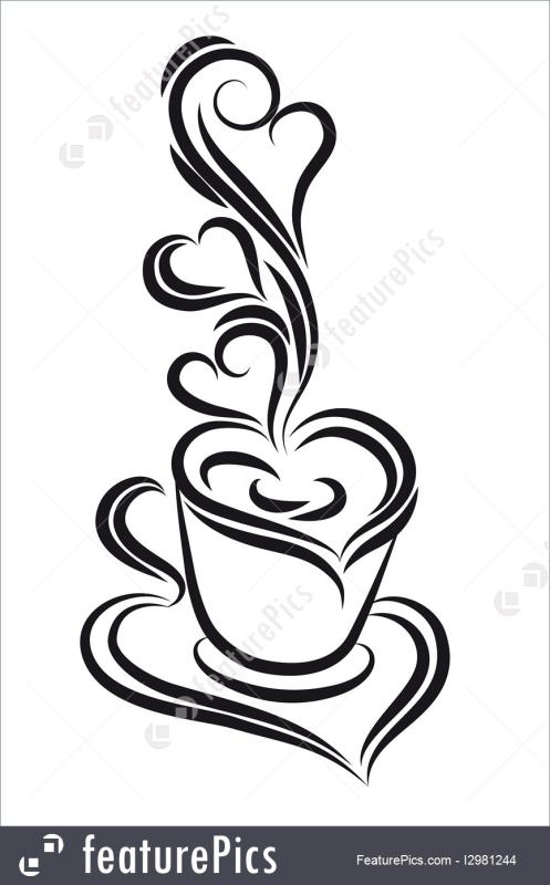 497x800 Coffee Cup Clipart Black And White