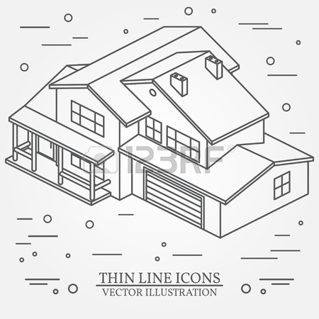 450x450 Vector Flat Icon Suburban American House. For Web Design