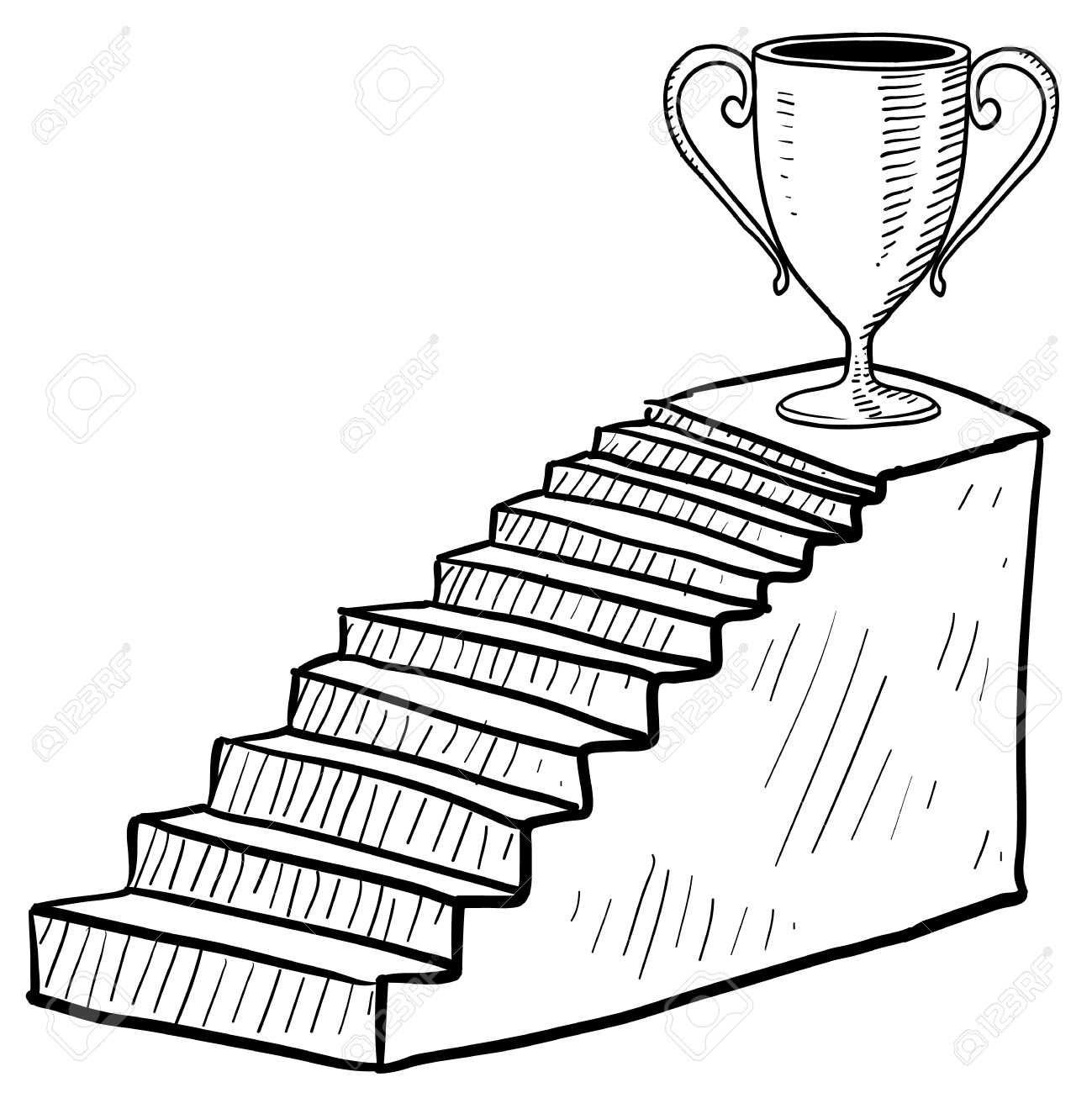 1299x1300 Doodle Style Sketch Of A Staircase To Success Including Dais