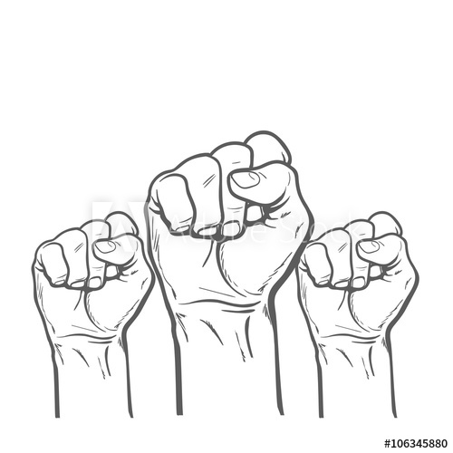 500x500 Raised Fist. Strong Fist On A White Background. Mans Hand. Male