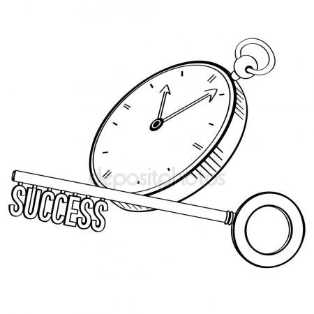 450x450 Success Key And Time Line Drawing, Business Concept, Illustration