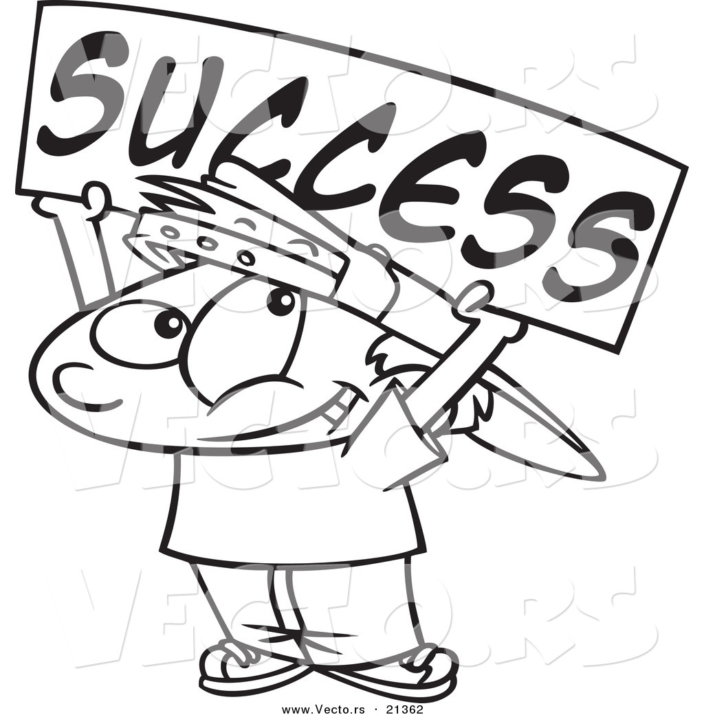 1024x1044 Vector Of A Cartoon Boy Holding A Success Banner
