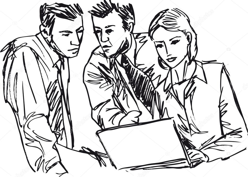1023x730 Sketch Of Successful Business Working With Laptop
