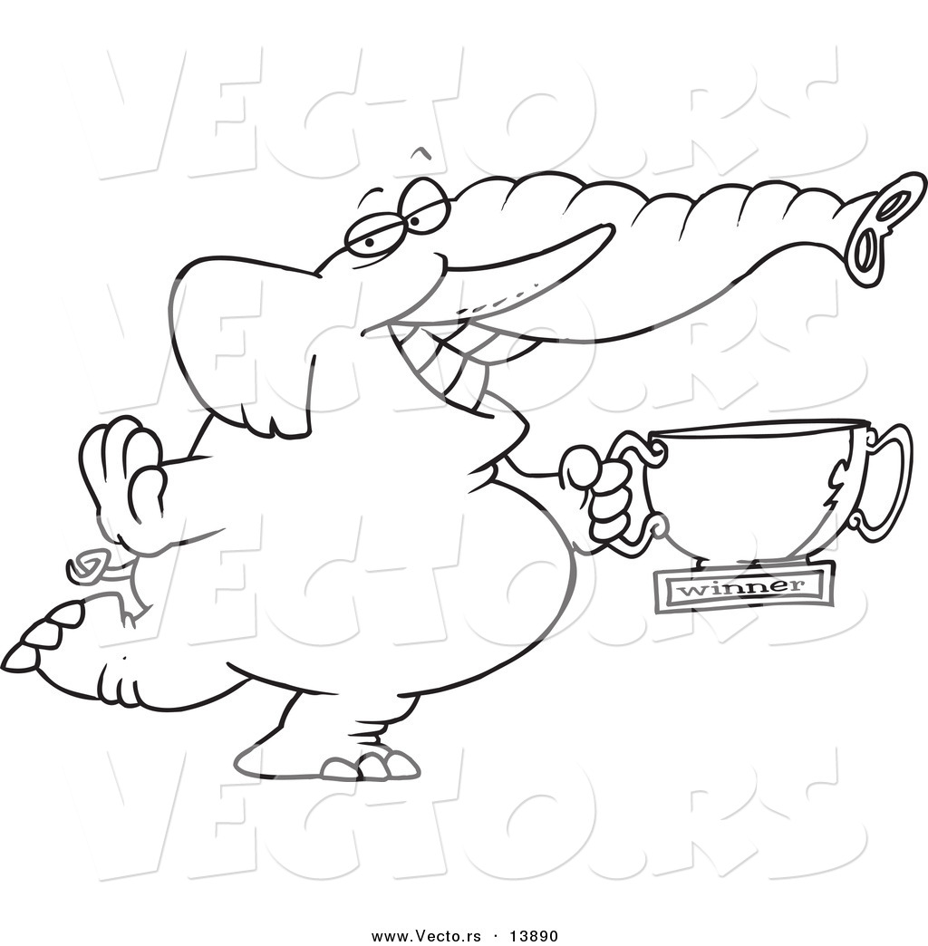 1024x1044 Vector Of A Cartoon Successful Elephant Holding A Trophy Cup