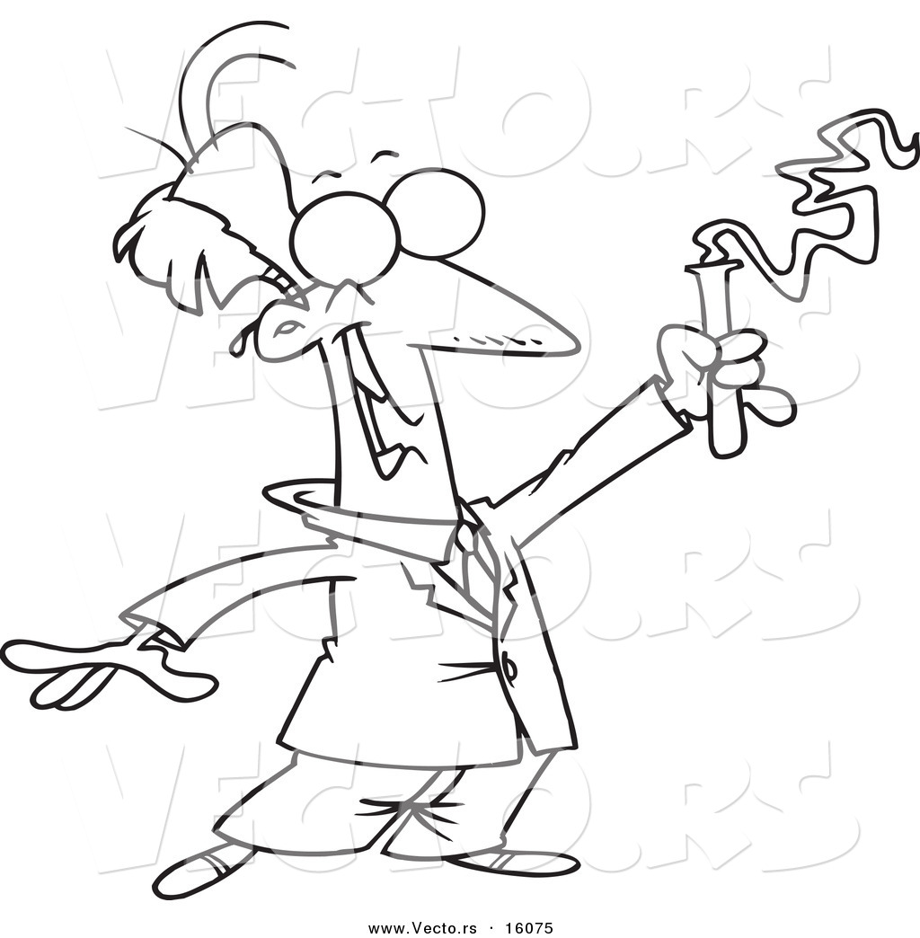 1024x1044 Vector Of A Cartoon Successful Scientist Holding Up A Test Tube