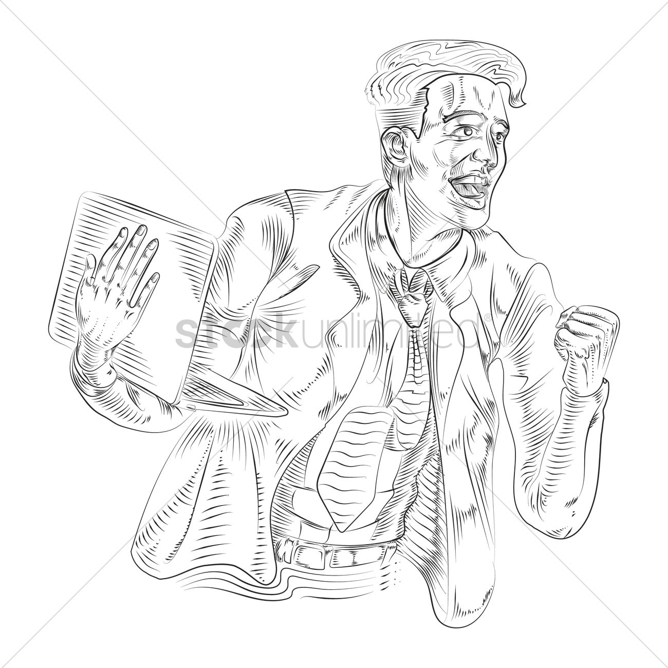1300x1300 Drawing Of A Successful Businessman Vector Image