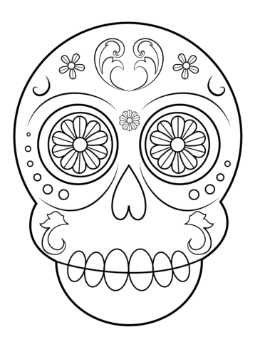 358x480 Simple Sugar Skull Coloring Page Free Printable Coloring Pages