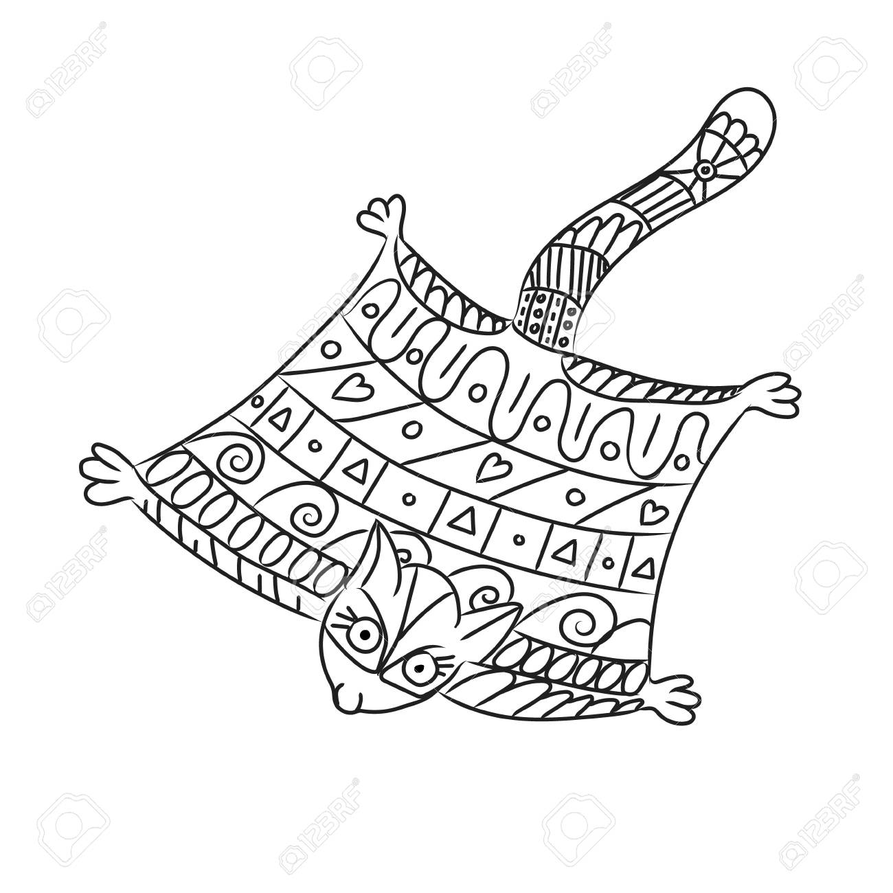 1300x1300 Stylized Sugar Glider Isolated On White Background. Freehand