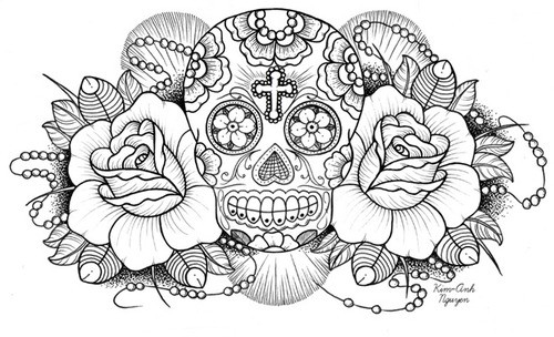 500x304 La Catrina Black And White Drawing Black And White