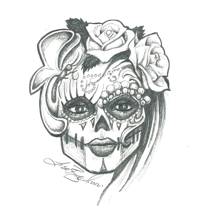 Sugar Skull Black And White Drawing at GetDrawings | Free download