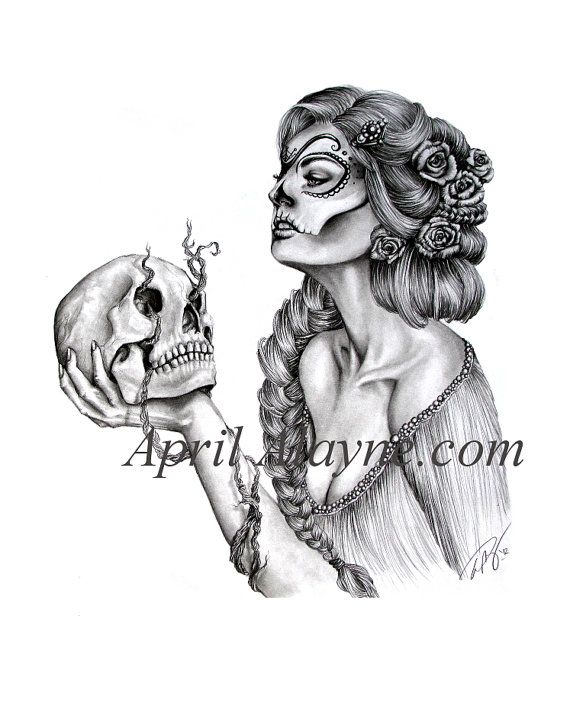 570x703 Sugar Skull Illustration Dia Los Muertos Skull Black