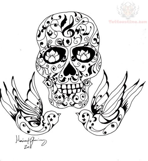 500x544 Feminine Sugar Skull