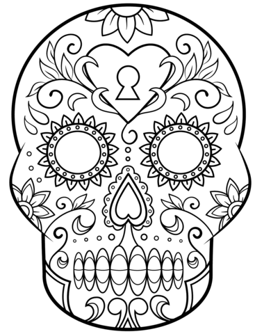 367x480 Day Of The Dead Sugar Skull Coloring Page Free Printable