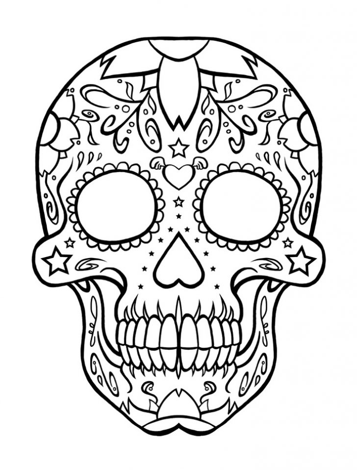 728x958 Sugar Skull Coloring Page