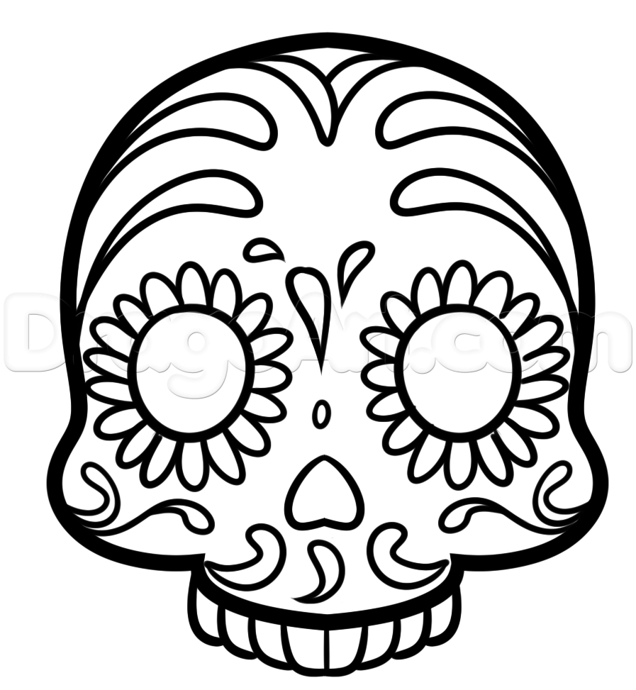 897x973 Sugar Skull Drawing Step By Step