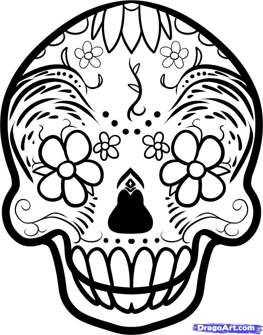 884x1127 Day Of The Dead Sugar Skull Coloring Pages Spanishadults