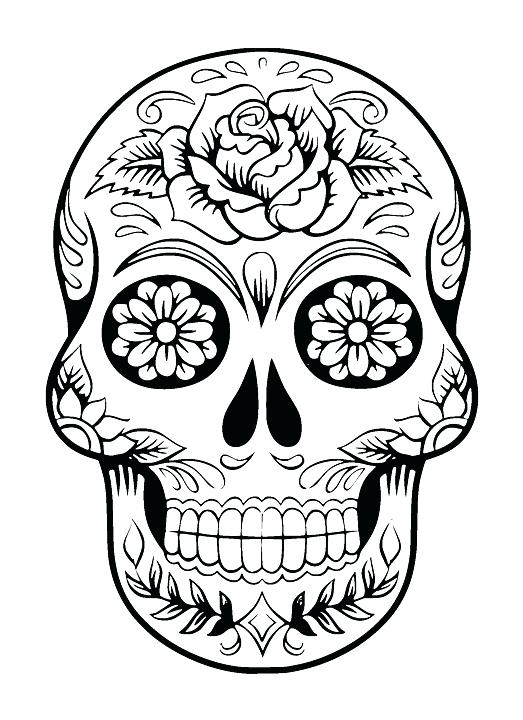 523x720 Colorful Sugar Skull Hard Coloring Page Of Sugar Skull To Print