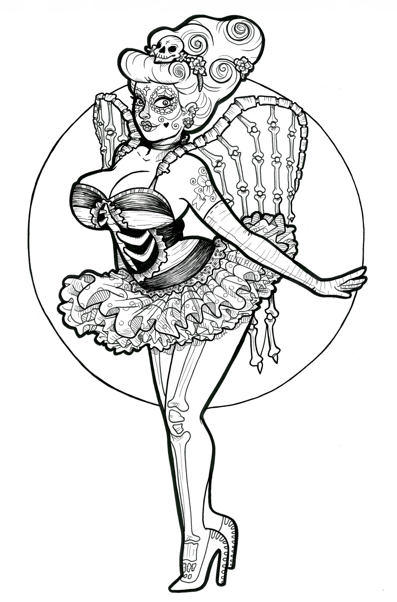 1266x1920 Sugar Skull Girl Tattoo Design