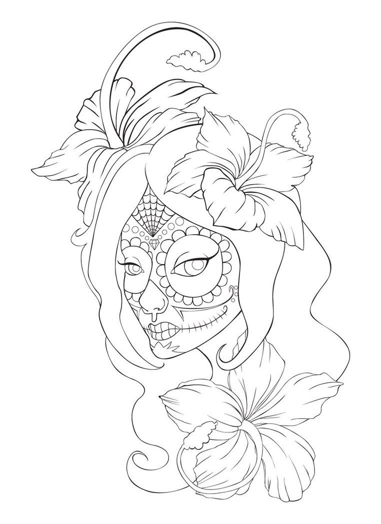 762x1047 Sugar Skull Tattoo. Would Use Different Flowers And A Diff Tattoo