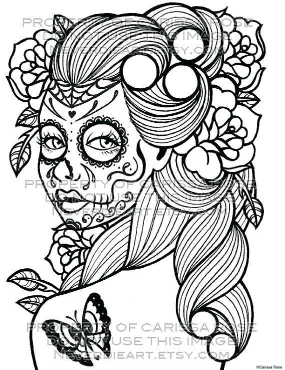 570x738 Sugar Skulls Coloring Pages Sugar Skull Outline Coloring Book