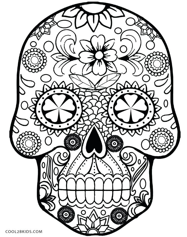 736x930 Candy Skull Coloring Pages Drawn Skull Coloring Page Pencil And