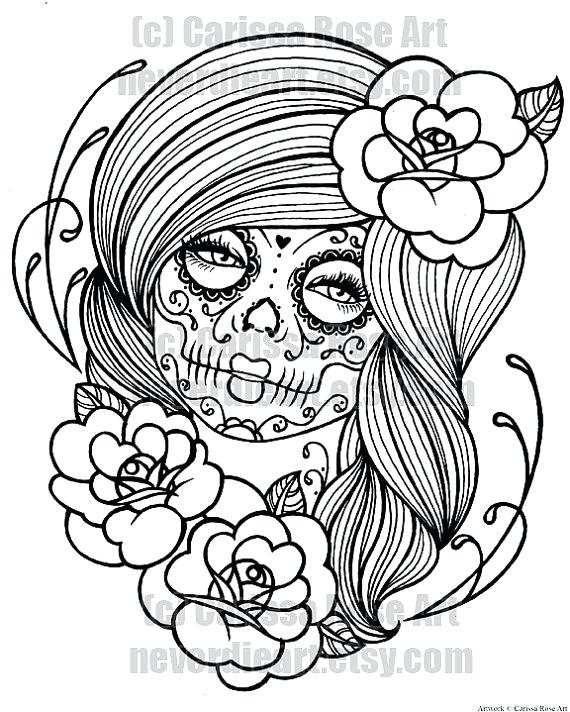 570x712 Sugar Skull Color Pages Day Of The Dead Sugar Skull Coloring Pages