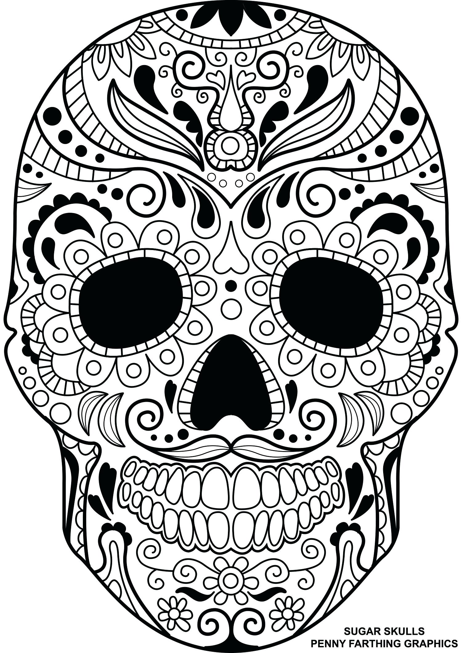 1500x2118 Coloring Pages ~ Sugar Skulls Coloring Pages Beautiful Skull Page