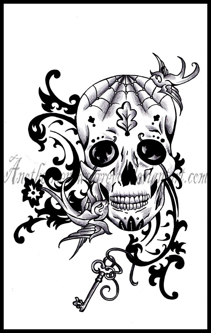 712x1123 Drawn Sugar Skull Old School