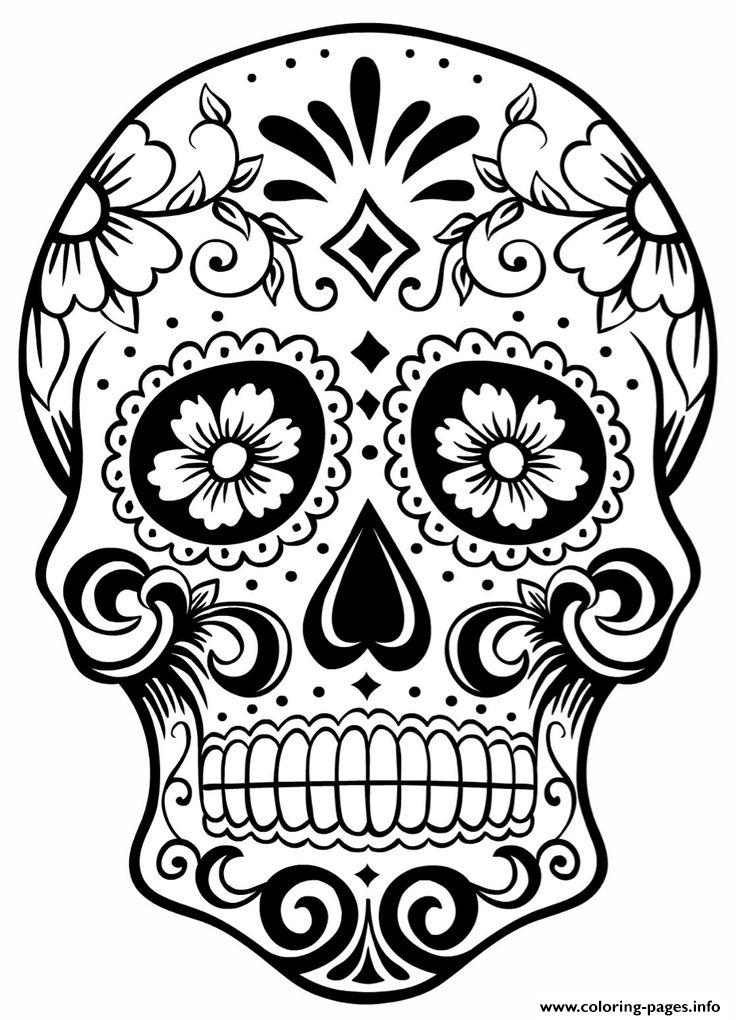 736x1020 Simple Sugar Skull Coloring Pages To Sweet Draw Photo Printable