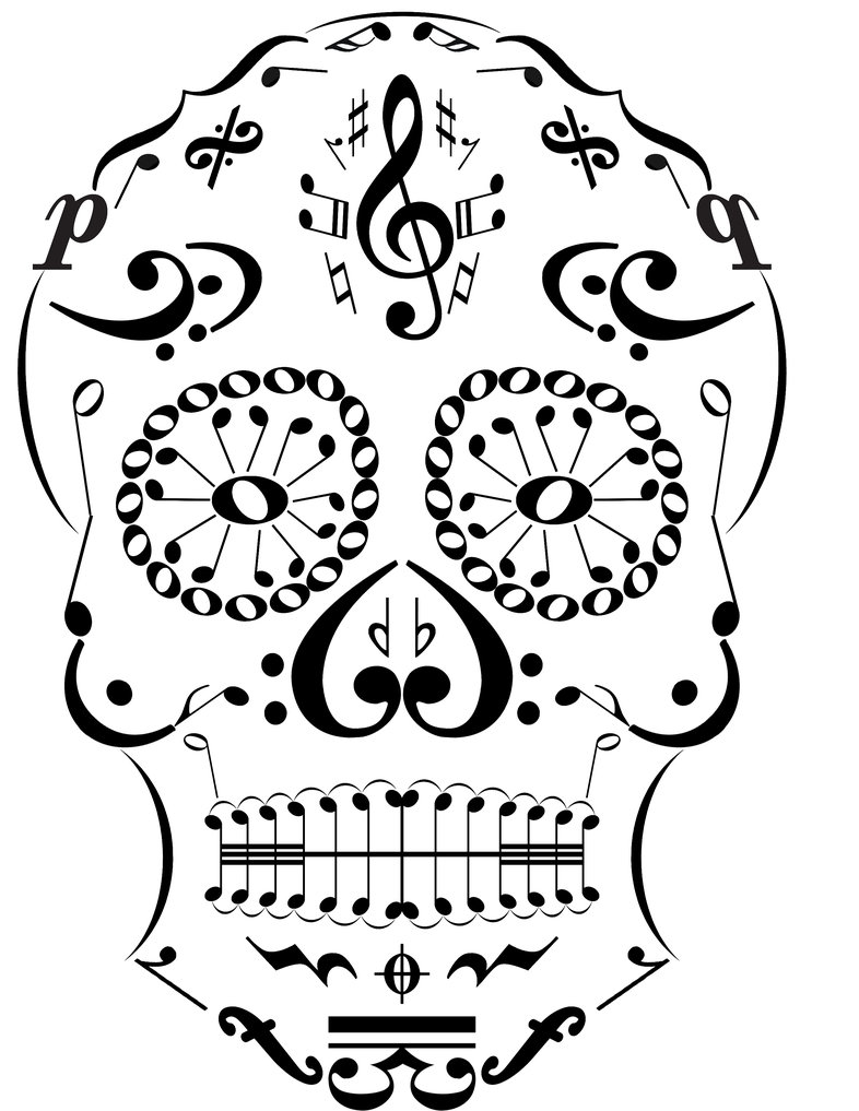 786x1017 Music Sugar Skull Tattoo By Cyborgjed
