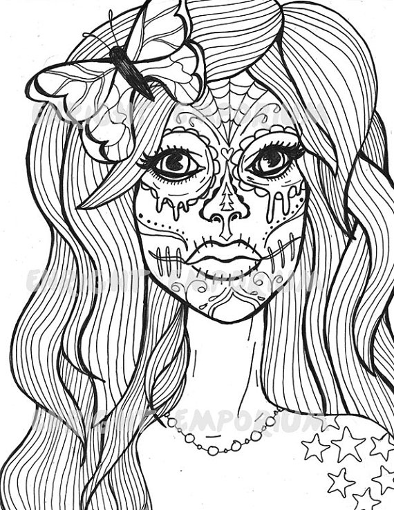 Sugar Skull Woman Drawing