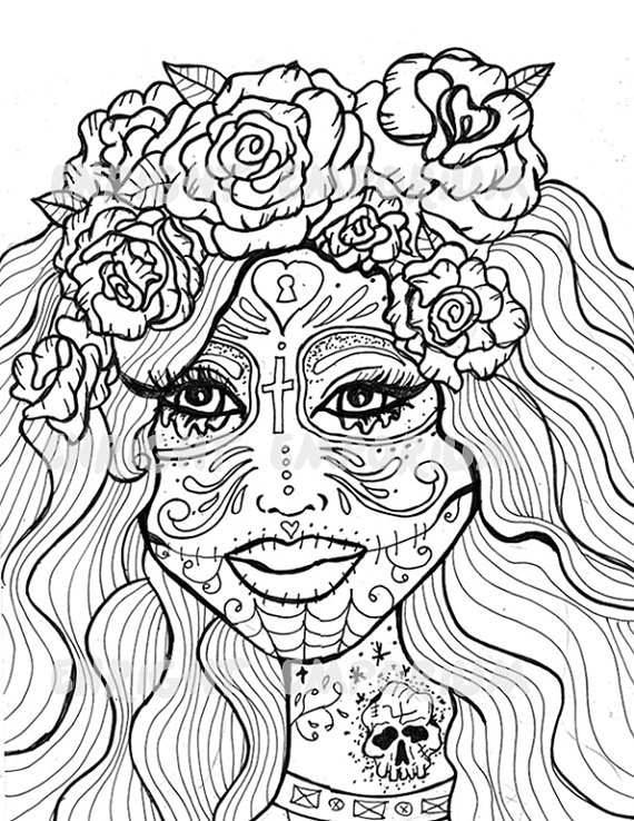 570x738 Coloriage Pages To Color Sugar Skull Girl, Sugar